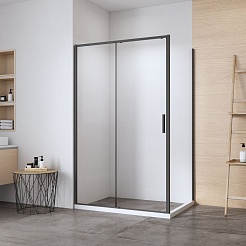 Aquanet Боковая стенка Pleasure Evo 90 AE65-F90-BT профиль черный стекло прозрачное – фотография-2