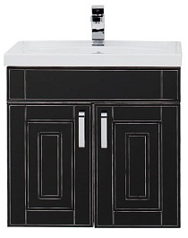 Aquanet Тумба с раковиной "Рондо 60" черный антик (дверцы) – фотография-1