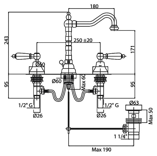 Cezares Смеситель DIAMOND-BLS2-01-Sw-N для раковины – фотография-2