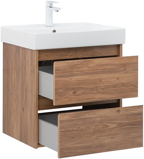 Aquanet Тумба под раковину Nova Lite 60 подвесная дуб шоколадный – картинка-5