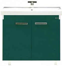 Misty Тумба с раковиной Джулия QVATRO 90 прямая зеленая – фотография-1