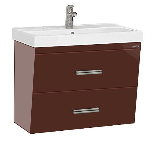 Misty Тумба с раковиной Джулия 75 QVATRO конус коричневая – фото, картинка, фотография-1