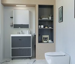 Mixline Тумба с раковиной Байкал 75 белая/графит – фотография-10