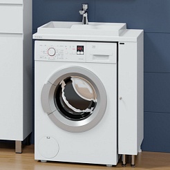 СанТа Тумба с раковиной под стиральную машину Луна 75 L белая – фотография-2