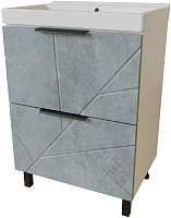 Mixline Тумба с раковиной Гранд 60 бетон/белая