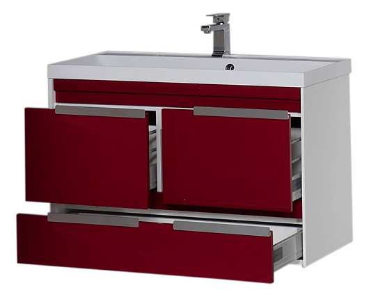 Aquanet Тумба с раковиной "Тиволи 100" бордо – фотография-6