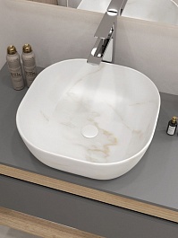 Teymi Раковина накладная в ванную Solli 41 artceramic мрамор белый матовый T50382 – фотография-4