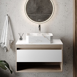 Teymi Раковина накладная Netta 50 T51206 белый мрамор – фотография-8