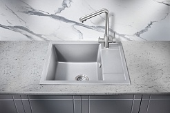 Milacio Мойка кухонная Navarra 60 Cuarzo серая металлик – фотография-2