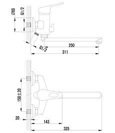 Lemark Смеситель универсальный "Luna LM4112C" – фотография-2