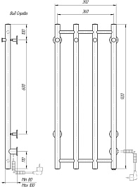 Domoterm Полотенцесушитель электрический Танго DMT 109-V4 36x92 ЧРН EK R черный – фотография-4