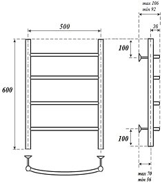 Point Полотенцесушитель электрический Афина П4 500x600 PN04156BRE бронза – фотография-5