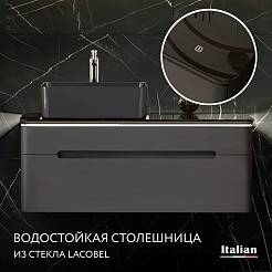 Jorno Тумба под раковину Shine 100 с МФУ подвесная антрацит Shi.01.100-M/P/A – фотография-6