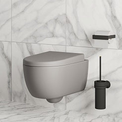 Ambassador Унитаз Abner подвесной безободковый серый матовый – фотография-11