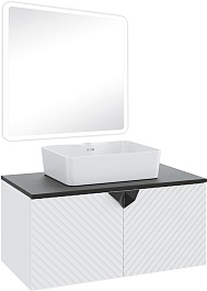 Runo Мебель для ванной Андорра 85 Lavello подвесная белая матовая/черная – фотография-1