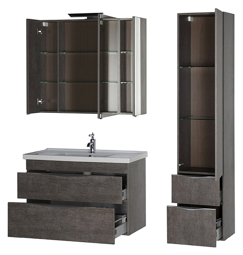 Aquanet Зеркальный шкаф "Эвора 100" дуб антик – картинка-7