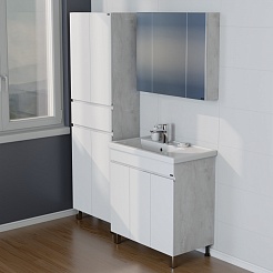 СанТа Мебель для ванной Марс 80П белая/светлое дерево – фотография-3