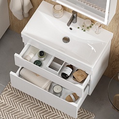 Equil Тумба под раковину Corner 60 2 ящика подвесная белая – фотография-7