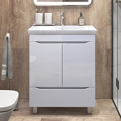 Vigo Тумба под раковину Grani 70 2 дверцы 1 ящик напольная белая – фотография-2