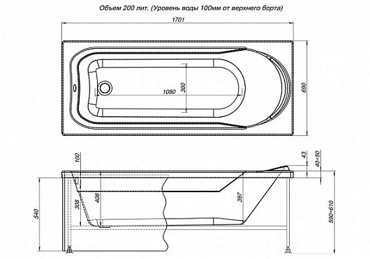 Aquanet Акриловая ванна West NEW 170x70 – фотография-7