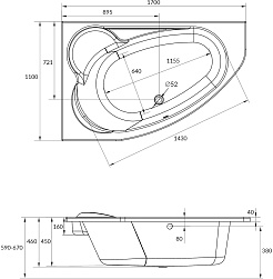 Cersanit Акриловая ванна Kaliope 170x110 L ультра белая – фотография-3