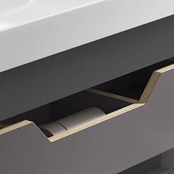 Equil Тумба под раковину Mirage 100 1 ящик подвесная графит софт – фотография-5