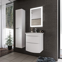 Бриклаер Тумба с раковиной Вега 60 2 ящика белая – фотография-7