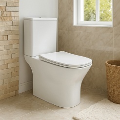 Azario Унитаз-компакт Kashmir AZ-9143S безободковый с бачком с сиденьем микролифт белый – фотография-2