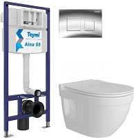 Teymi Унитаз подвесной Vitra Pro T40806 с инсталляцией Aina 1220067 с кнопкой Kati T70701CH