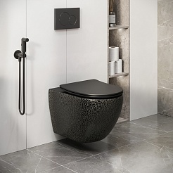 Grossman Унитаз подвесной Color GR-4411BBLS черный с текстурой крокодила – фотография-7