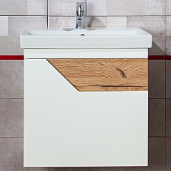 Бриклаер Мебель для ванной Брайтон 60 белая матовая/дуб кера – фотография-3