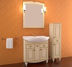 ASB-Woodline Зеркало для ванной Верона 75 бежевое патина, массив ясеня – фотография-10