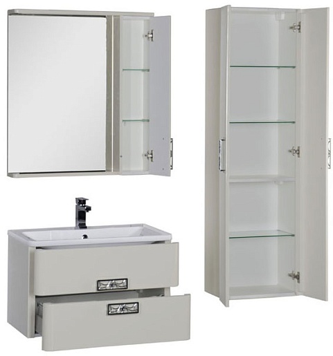 Aquanet Зеркальный шкаф Паллада 80 слоновая кость – картинка-3