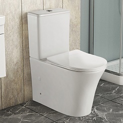 Azario Унитаз-компакт Anteo Round AZ-1219A безободковый с бачком с сиденьем микролифт белый – фотография-2