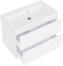 Vivon Тумба с раковиной Kristi 80 подвесная белая матовая рифленая – фотография-11