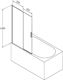 Byon Шторка для ванны T 80x145 прозрачное стекло – фотография-5