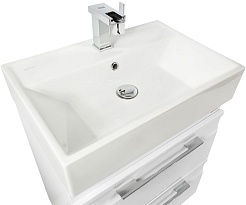 Водолей Тумба с раковиной Мальта 60 с ящиками белая – фотография-7