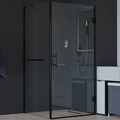 RGW Душевой уголок Hotel HO-045-1B (HO-011B + Z-060-2B + O-204B) 90x80 профиль черный стекло прозрачное – фотография-1