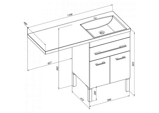 Aquanet Тумба с раковиной Верона 120 R напольная черная – картинка-3