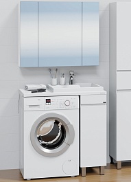 СанТа Мебель для ванной под стиральную машину Марс 90 R белая/светлое дерево – фотография-1