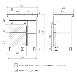 Mixline Тумба с раковиной Милтон 70 дуб сонома/белый – фотография-7