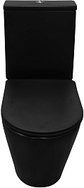 Azario Унитаз-компакт Black Queen AZ-8380 безободковый с бачком с сиденьем микролифт черный матовый – фотография-3