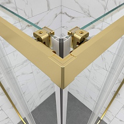 Triton Душевой уголок Фикс-Голд 120x80 стекло прозрачное профиль золото – фотография-5