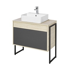 Акватон Мебель для ванной Лофт Урбан 80 графит\орегон, Мила прямоугольная – фотография-6