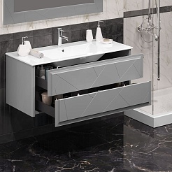 Opadiris Тумба под раковину Луиджи 120 подвесная серая матовая – фотография-2