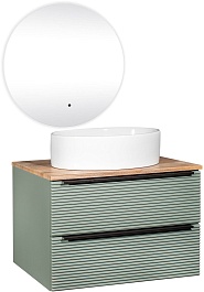 Runo Мебель для ванной Орлеан 70 Ovale подвесная зеленая/дуб натуральный – фотография-1