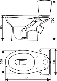 Оскольская керамика Унитаз-компакт Элисса Стандарт с декором Спасательный круг – фотография-3