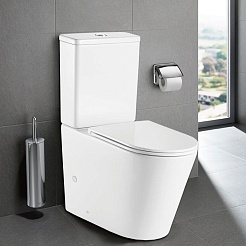 Azario Унитаз-компакт Vetro AZ-2149 безободковый с бачком с сиденьем микролифт белый – фотография-2