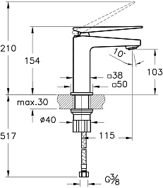 Vitra Смеситель для чаши Brava A42608EXP хром – фотография-3