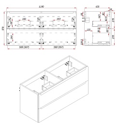 Зов Тумба под раковину Дион 120 подвесная серо-синяя – фотография-3